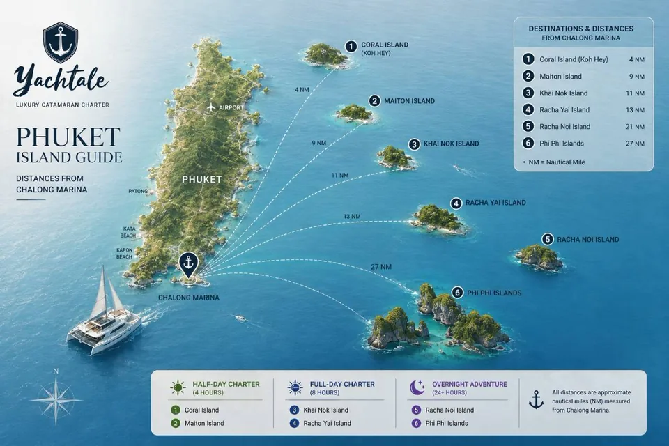 Phuket island guide — destinations and distances from Chalong Marina